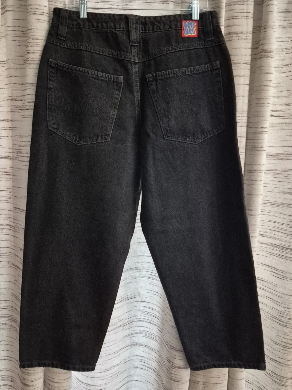 Empyre Men's Black Loose Fit Skater Jeans with Branded Patch